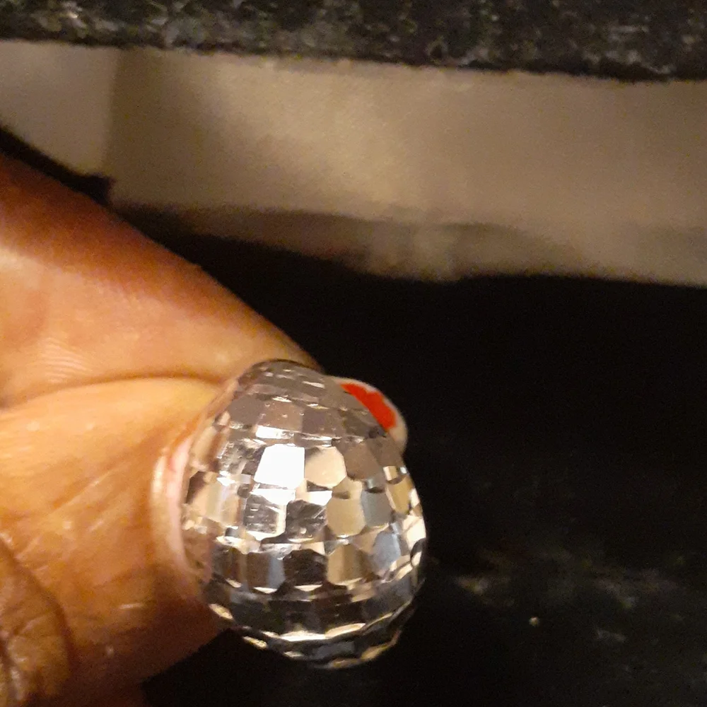 10K WHITE GOLD DIAMOND CUT DOME RING